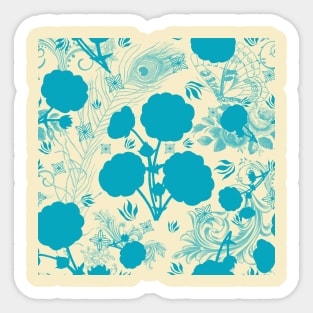 Cinquefoil Flowers in blue Sticker